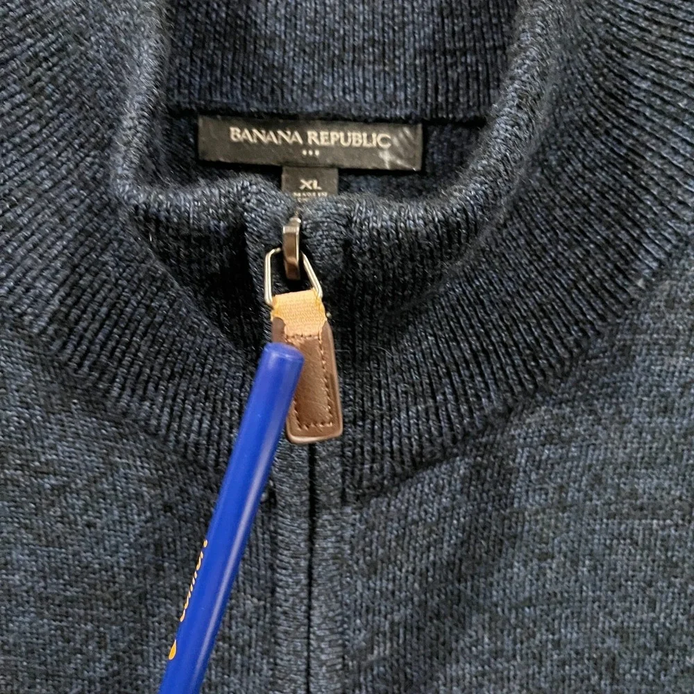 Banana Republic Mens Merino Wool Blend‎ Full Zip Cardigan Sweater XL Preppy